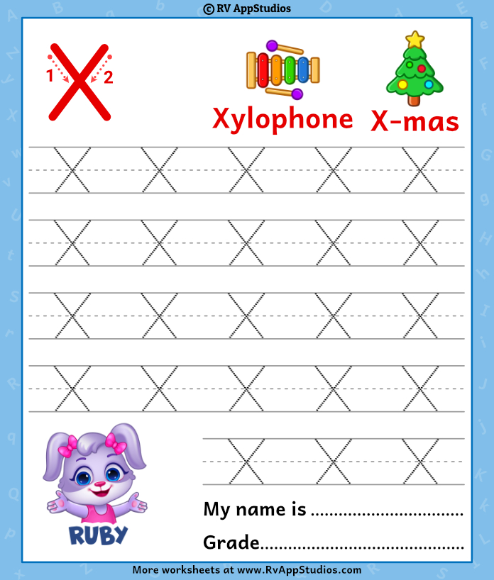 Uppercase Letter X Tracing Worksheets