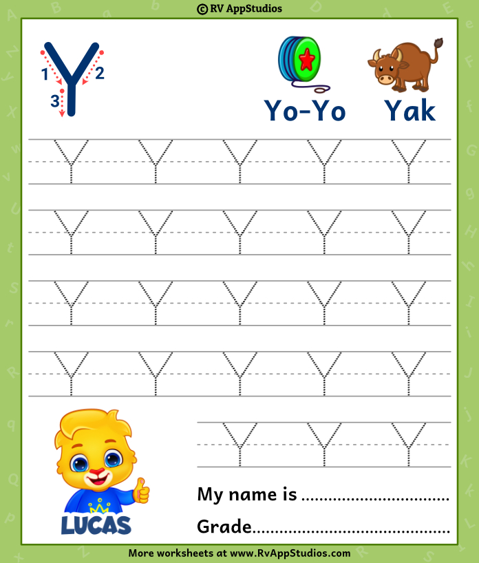 Capital Letter Y Tracing Worksheet Trace Uppercase Letter Y