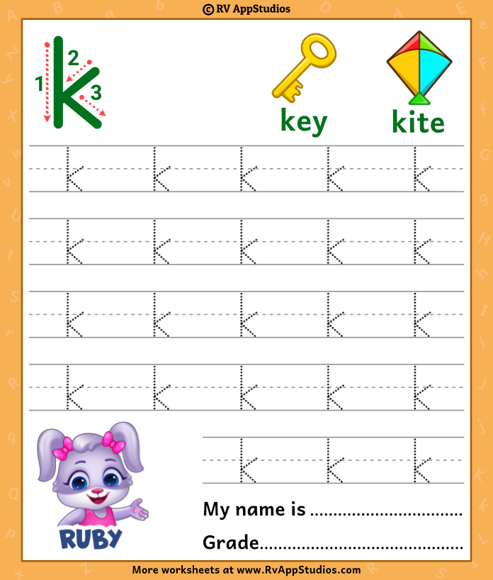 Letter K Tracing Worksheets Preschool