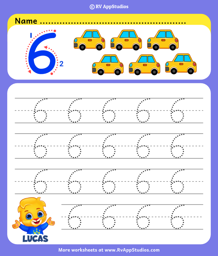 Number 6 Tracing Worksheets Count And Trace Number 6