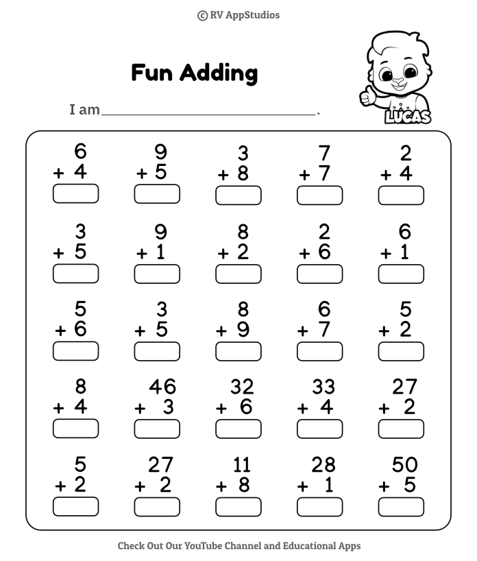Addition Worksheet Learn Math With Free Printables