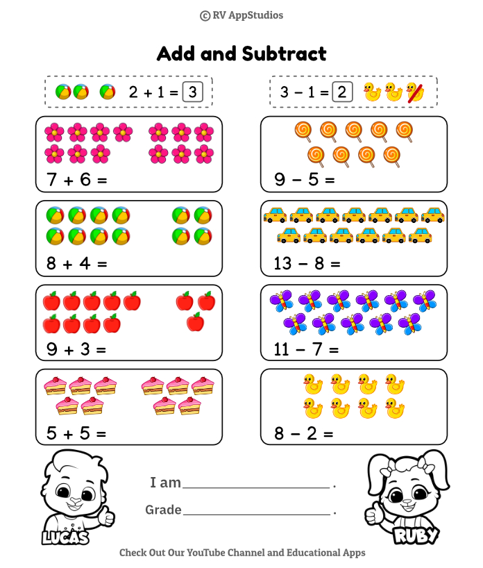 Add and Subtract Worksheets