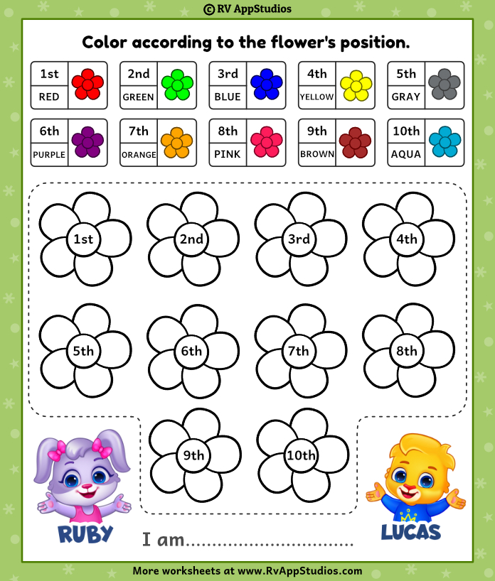 Ordinal Numbers 1 10 Worksheets Worksheets For Kindergarten