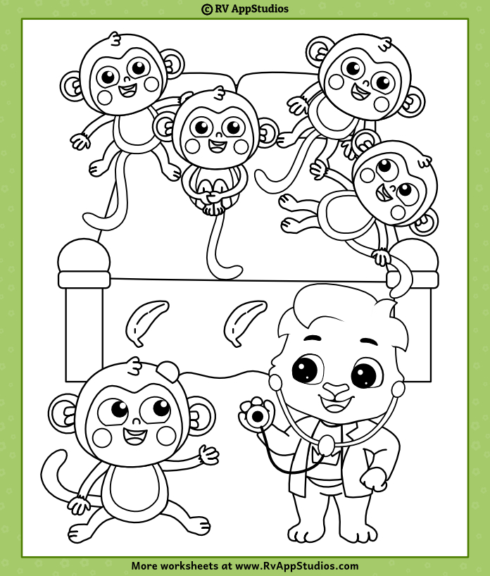 Five Little Monkeys Coloring Page
