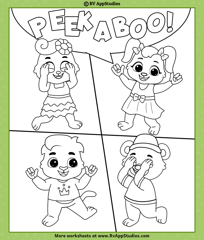 Peek-A-Boo kids song printable to color