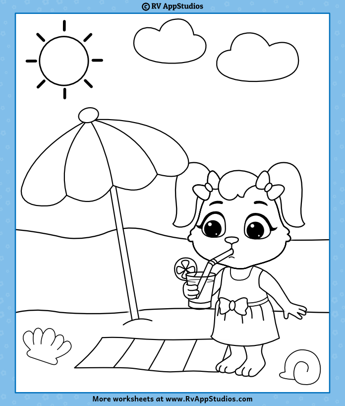 Beach Scene Coloring Page | Free Printables