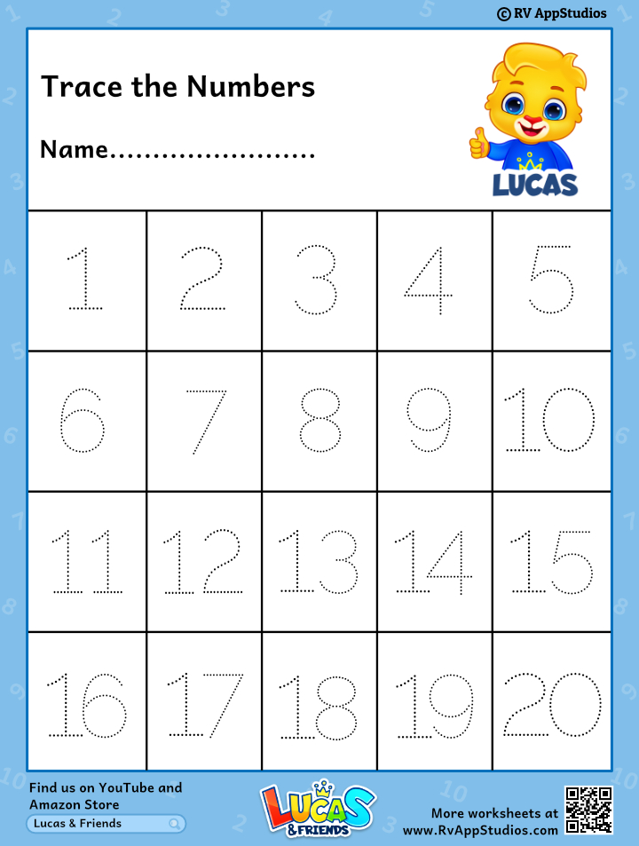 worksheets tracing numbers 1 20