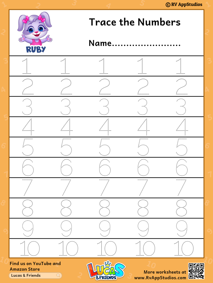 Free Printable Worksheets for Kids Dotted Numbers to Trace 110