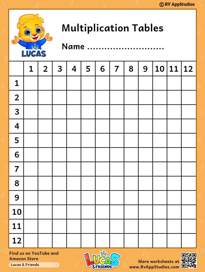 Multiplication Table Worksheet 0 10