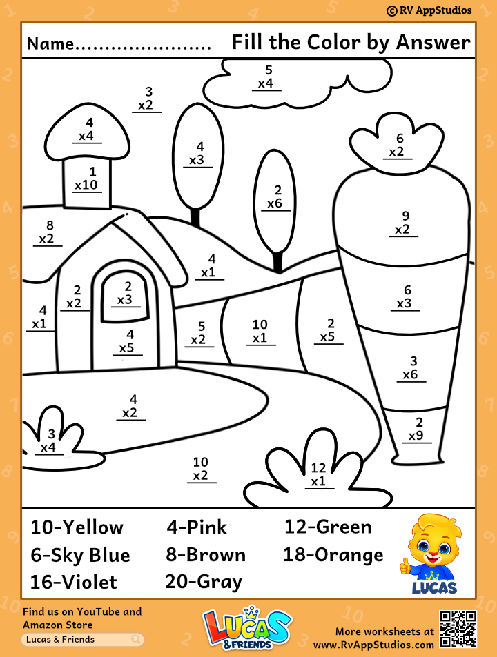 Multiplication Coloring Worksheets Color by Number