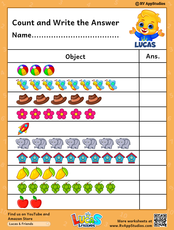 Free Printable Number Counting Worksheets