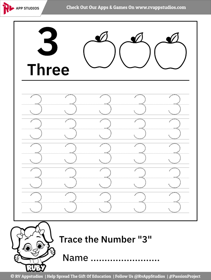 Number 3 Trace Worksheet Number 3 Handwriting Practice Worksheet Free Printable Puzzle Games 