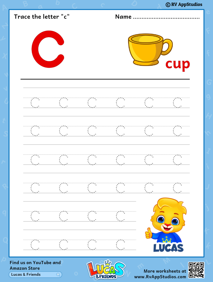 Trace Lowercase Letter 'c' Worksheet for FREE!
