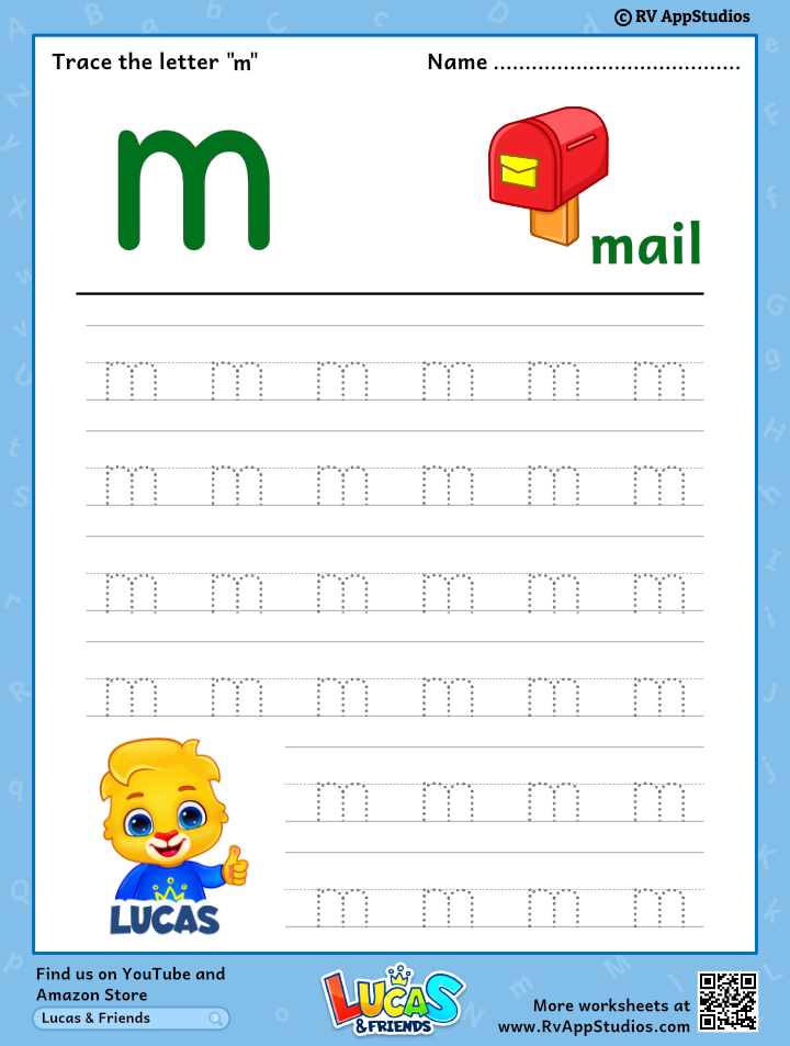 Trace Lowercase Letter 'm' Worksheet for FREE!