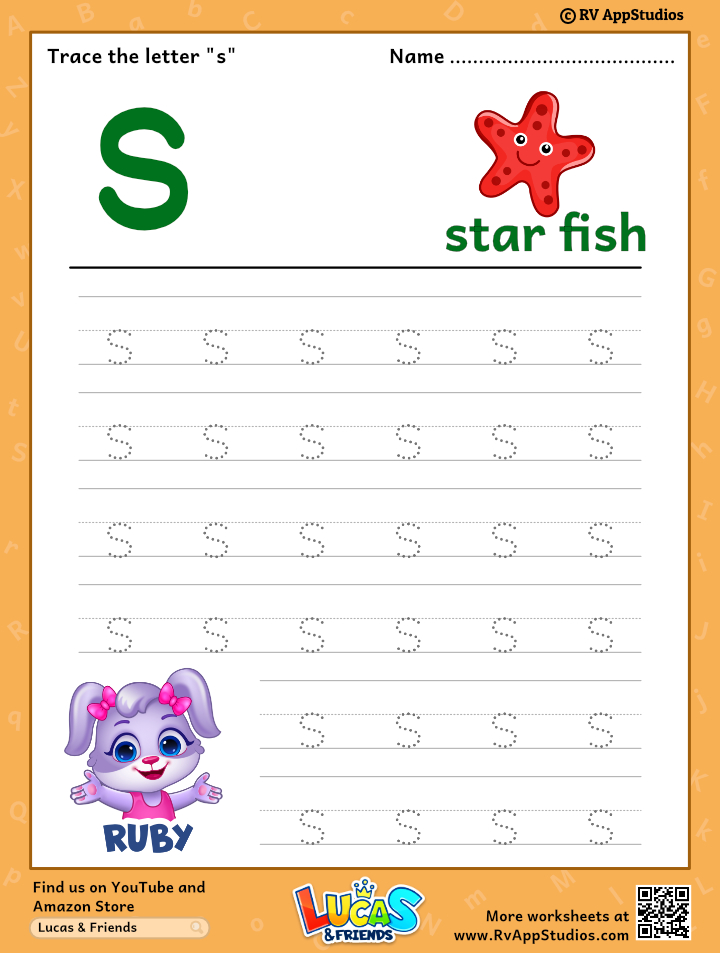 Trace Lowercase Letter s Worksheet For FREE 