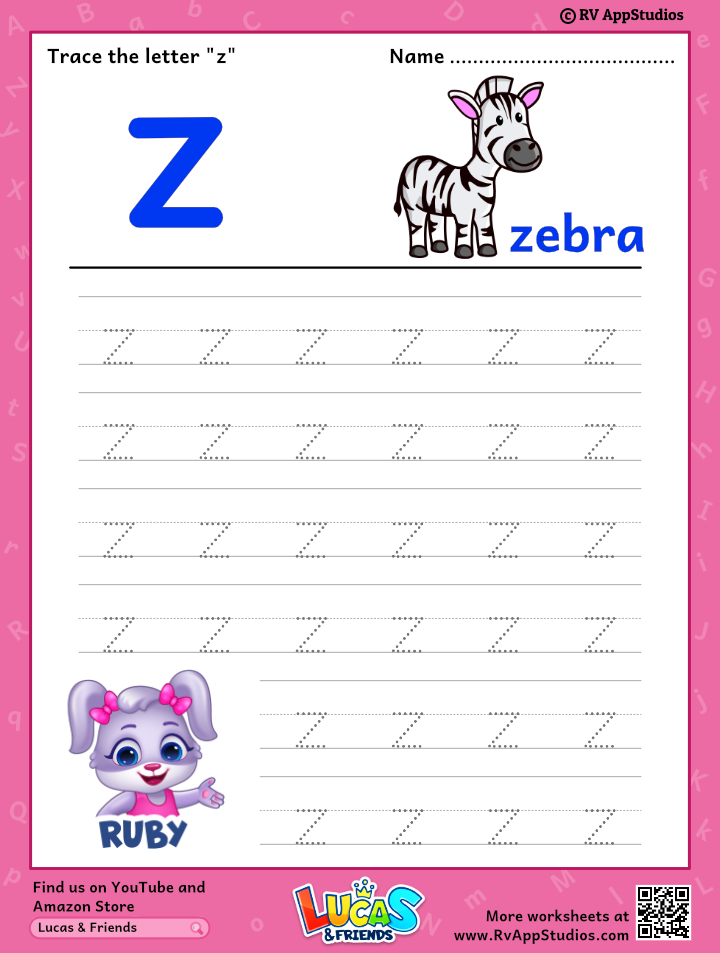 Trace Lowercase Letter z Worksheet For FREE 