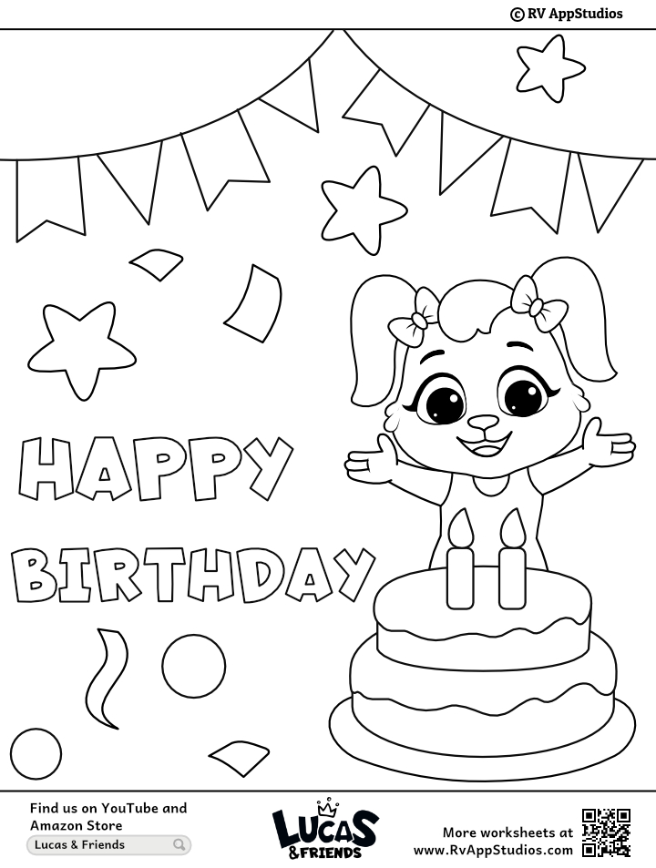 Happy Birthday Coloring Page for Kids