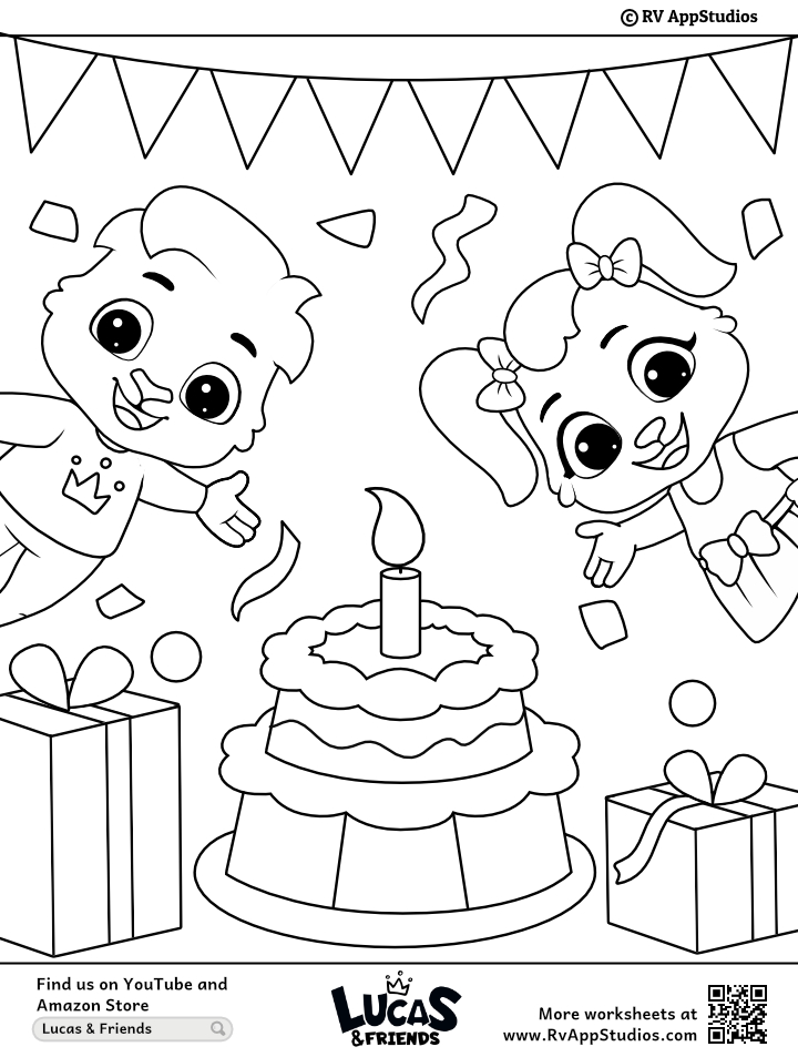 Happy Birthday Cake Coloring Page for Kids