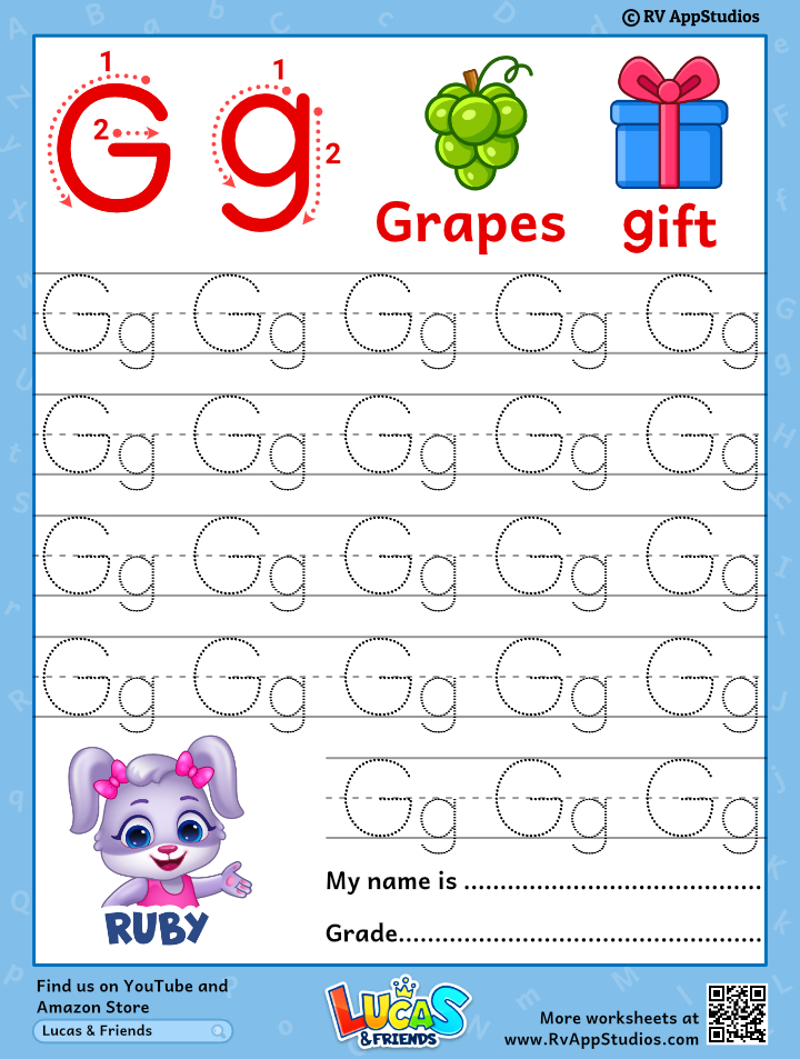 Alphabet Gg Letter Printable Letter Gg Tracing Worksheets