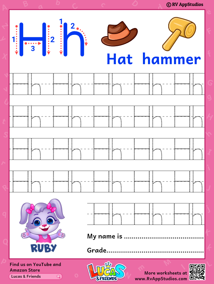 Letter H Worksheet For Kindergarten Worksheet For Kindergarten Trace And Write The Letter H 