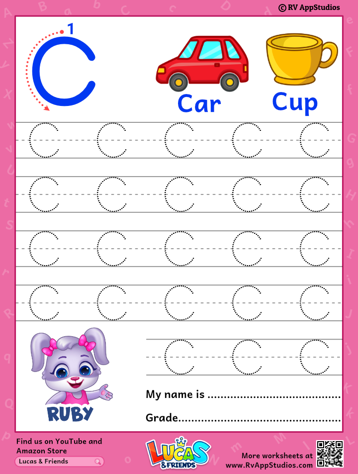Capital Letter C Tracing Worksheet | Trace Uppercase Letter C