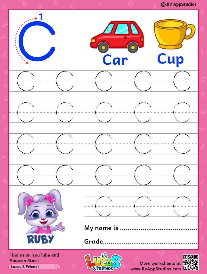 Capital Letter C Tracing Worksheet Trace Uppercase Letter C