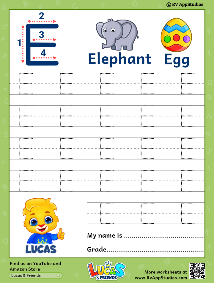 Capital Letter E Tracing Worksheet Trace Uppercase Letter E