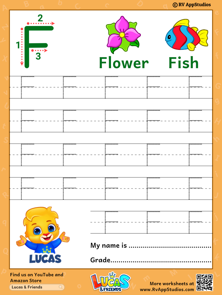 capital letter f tracing worksheet trace uppercase letter f