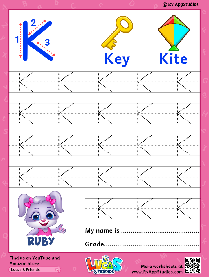 Capital Letter K Tracing Worksheet Trace Uppercase Letter K