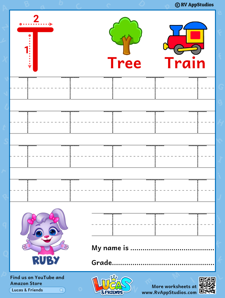 Capital Letter T Tracing Worksheet Trace Uppercase Letter T