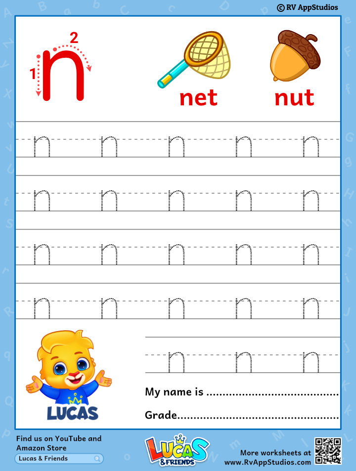 Lowercase Letter N Tracing Worksheets Trace Small Letter N Worksheet