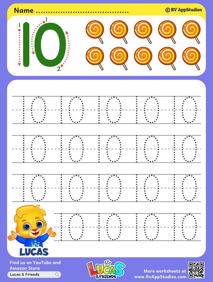Number 10 Tracing Worksheets Count And Trace Number 10