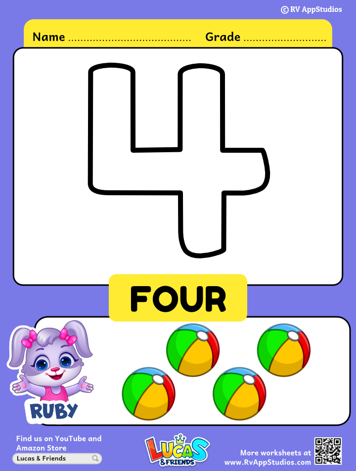 Pattern Number 4 Coloring Pages For Kids Counting Numbers Printables Images