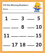 free printable worksheets for kids missing number worksheets 1 20